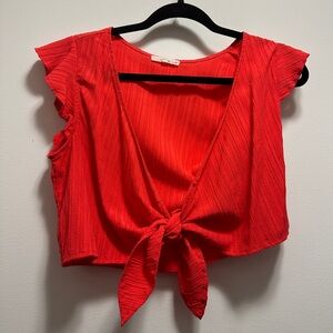 Bright red front tie top